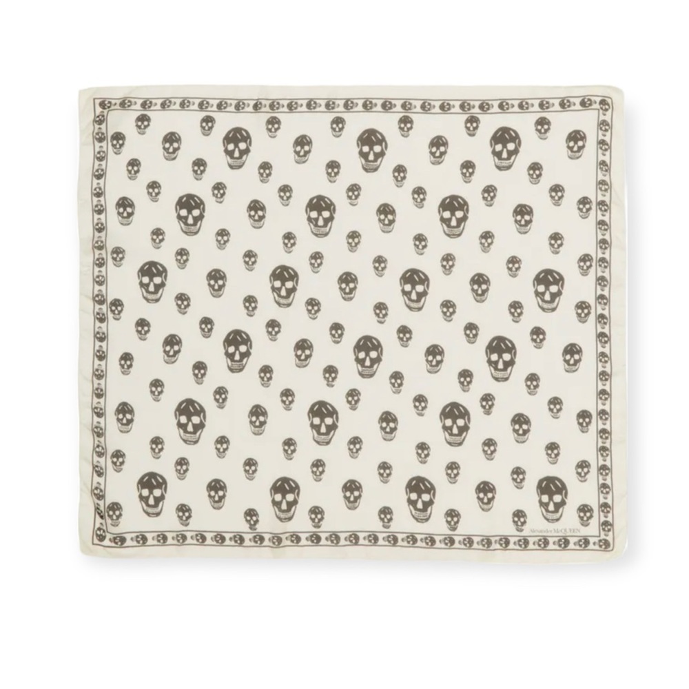 Alexander McQueen Ivory/ Black Skull Silk Scarf​​​​​​​​​